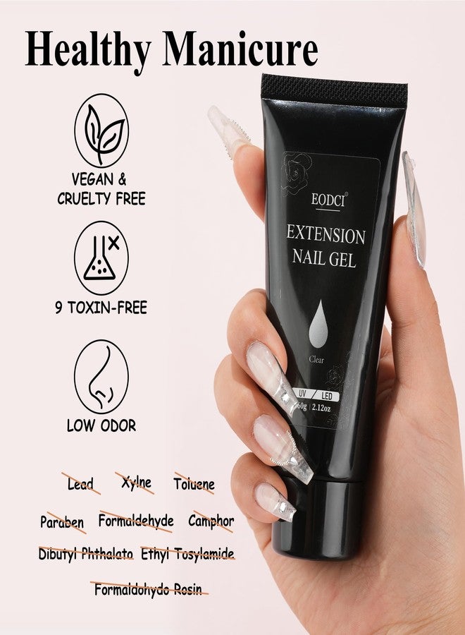 eodci Clear Poly Gel, 60g Nail Extension Gel, Clear Builder Enhancement for Beginner & Professional Nail Art Salon DIY at Home - Image 4